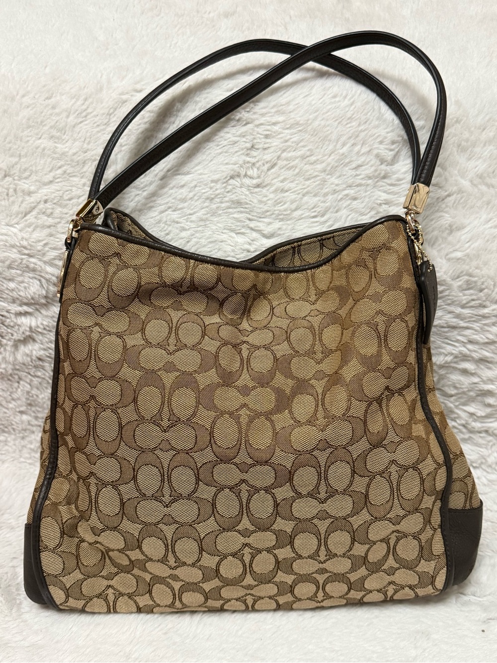 Coach Phoebe Shoulder Bag Tan/Brown Signature Canvas